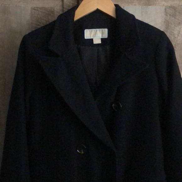 Michaels Kors long black wool button up coat size small - Picture 2 of 4